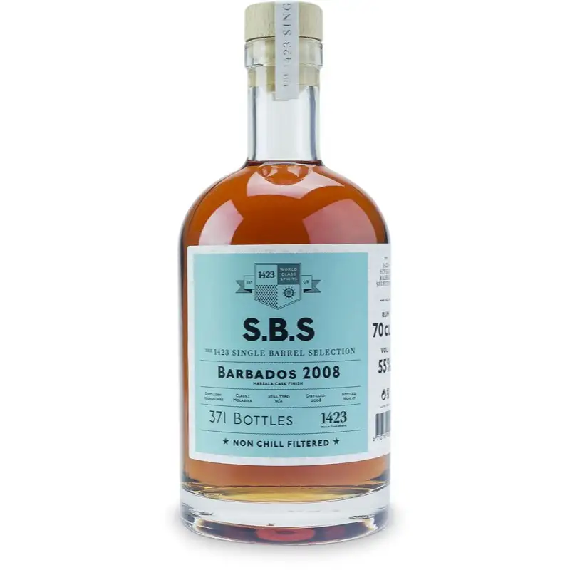 Image of the front of the bottle of the rum S.B.S Barbados