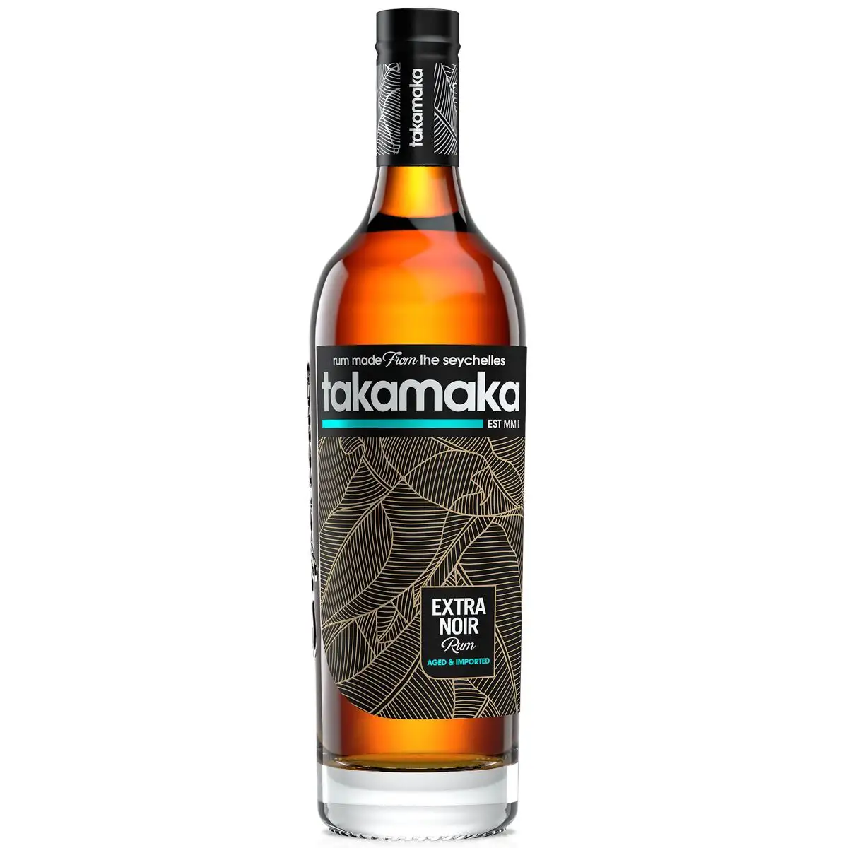 Image of the front of the bottle of the rum Takamaka Extra Noir Rum