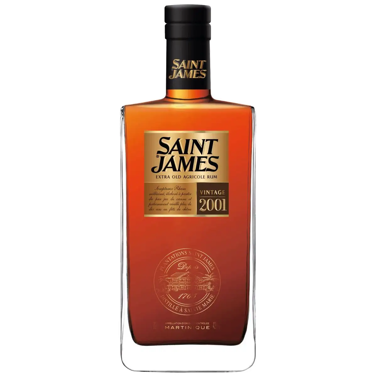 Image of the front of the bottle of the rum2001