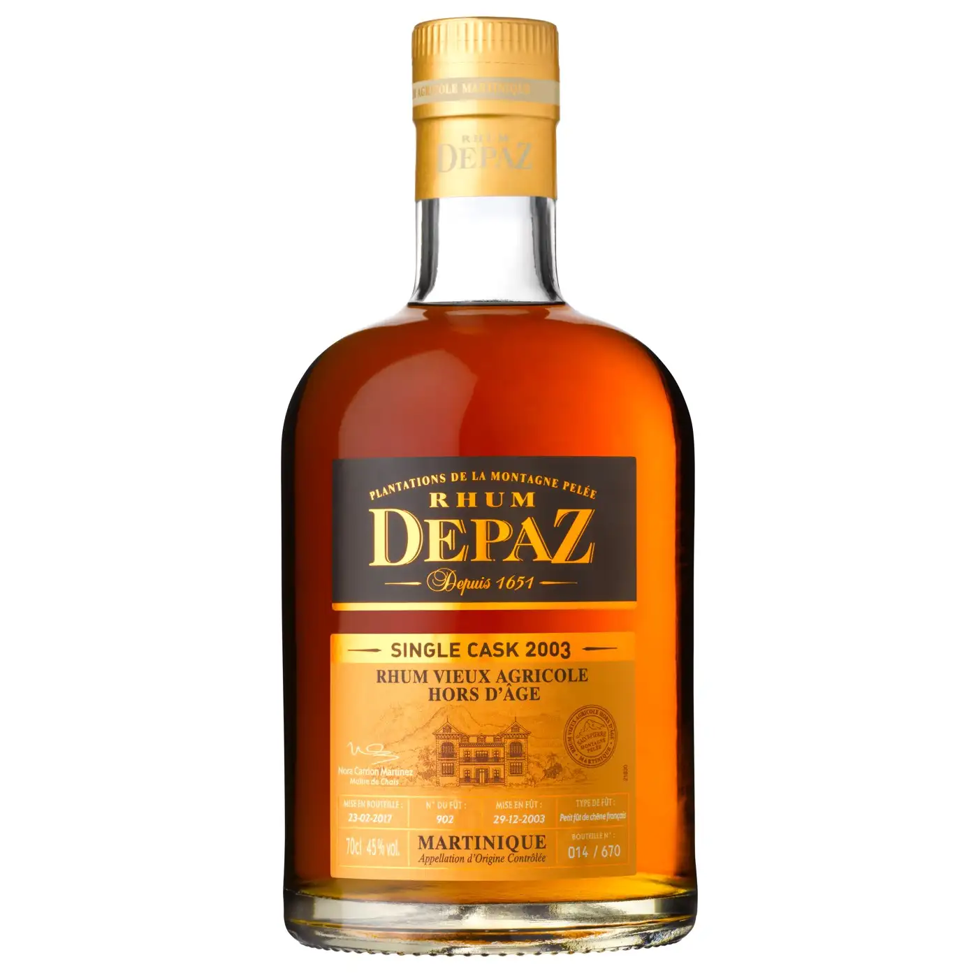 Image of the front of the bottle of the rum Single Cask