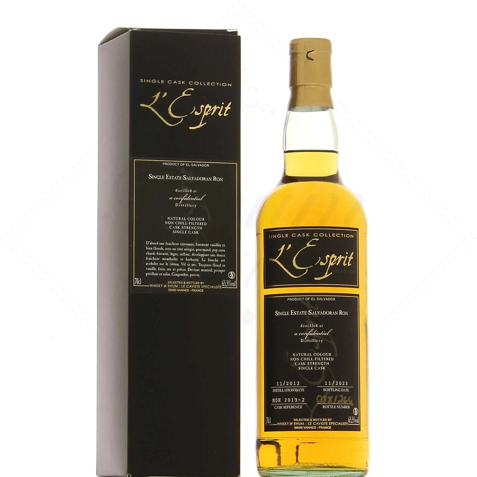 Image of the front of the bottle of the rumL‘Esprit Single Estate Salvadoran Rum
