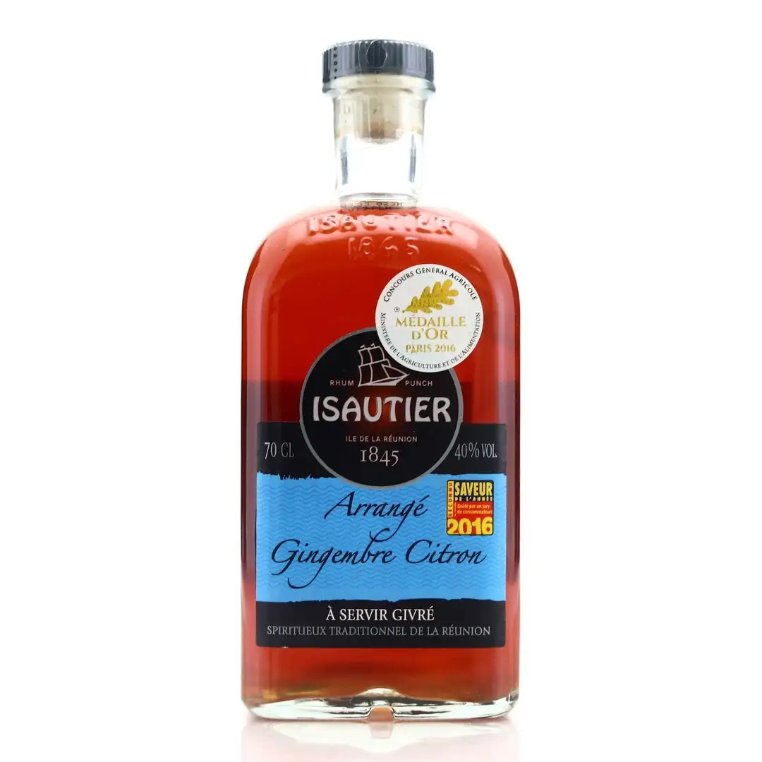 ISAUTIER Intense Citron Gingembre - Rhum arrangé - 30% Alcool - Origine :  Réunion - Bouteille 70 cl : : Epicerie