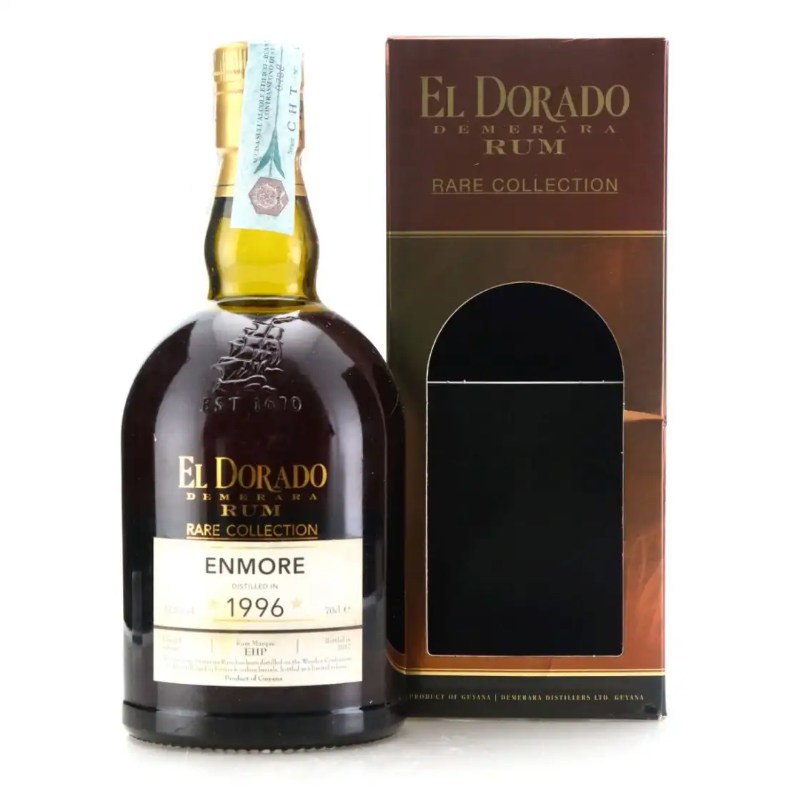 Image of the front of the bottle of the rum El Dorado Rare Collection EHP