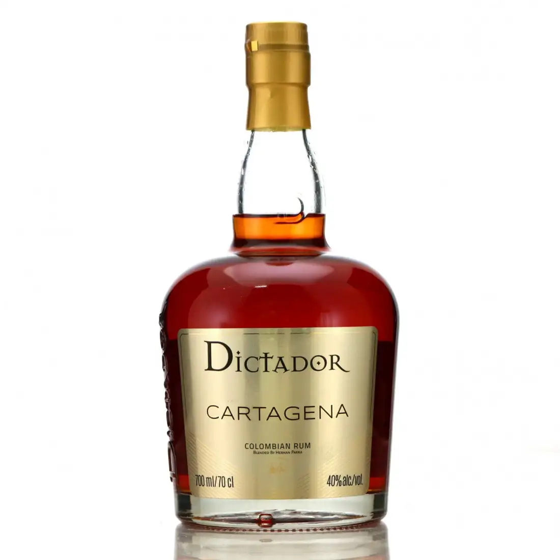 Image of the front of the bottle of the rum Dictador Cartagena