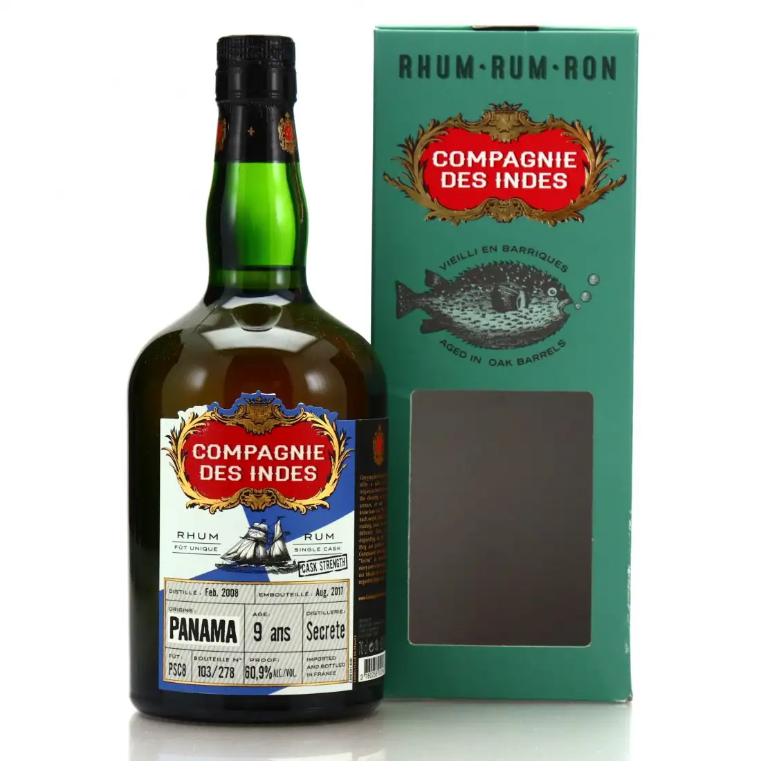 Image of the front of the bottle of the rum Panama