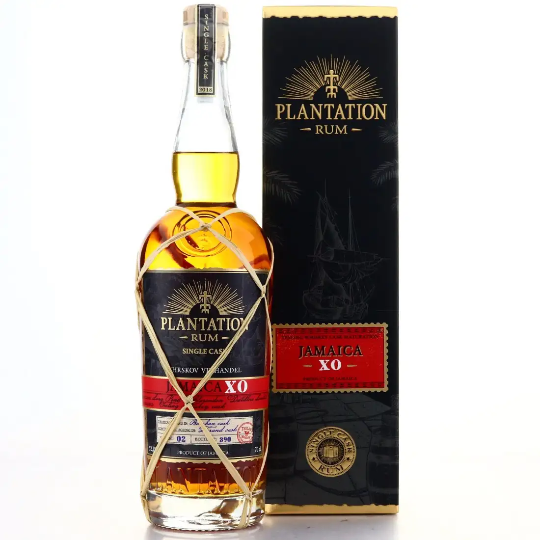 Image of the front of the bottle of the rum Plantation Jamaica XO (Uhrskov Vinhandel)