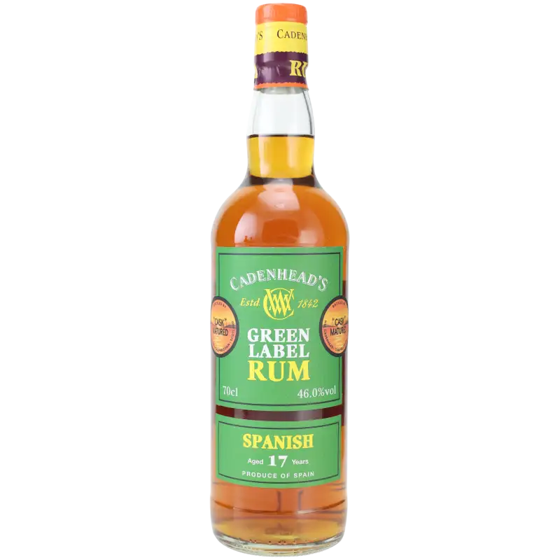 Image of the front of the bottle of the rumGreen Label Spanish