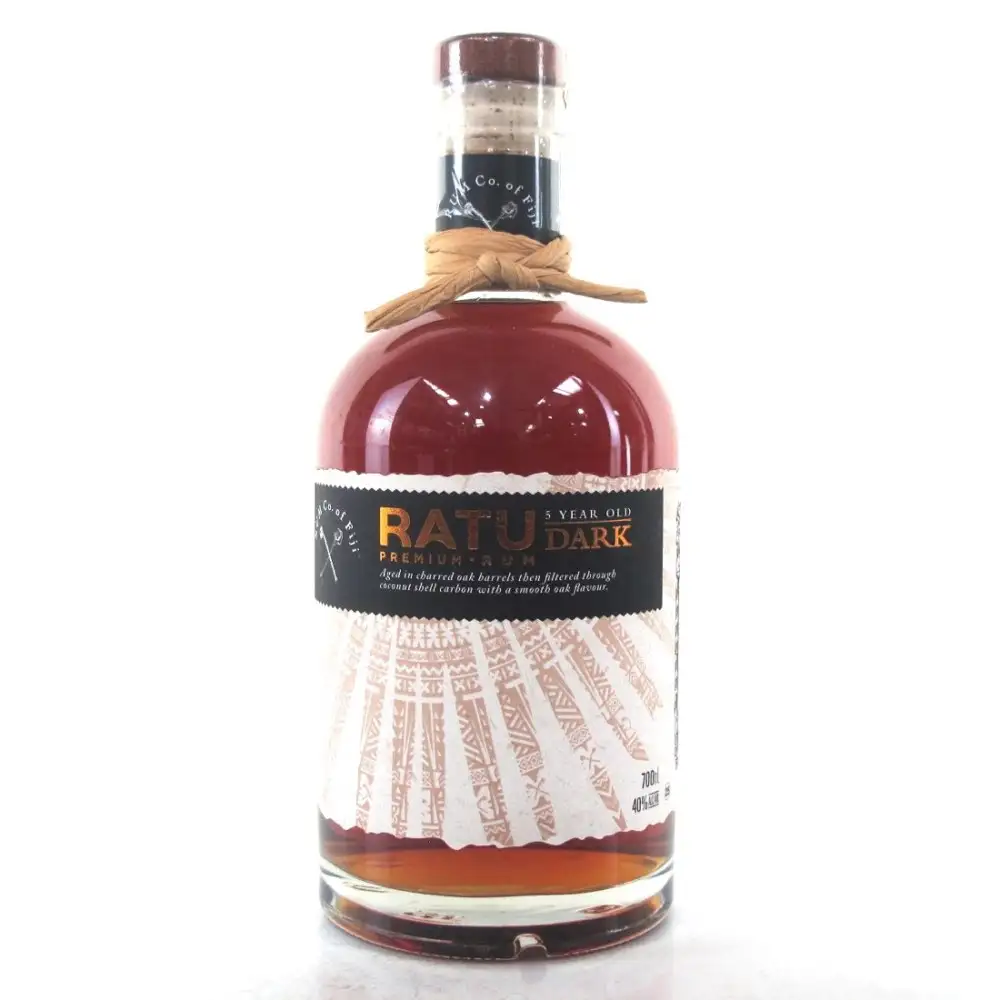 Image of the front of the bottle of the rumRatu Dark Premium Rum