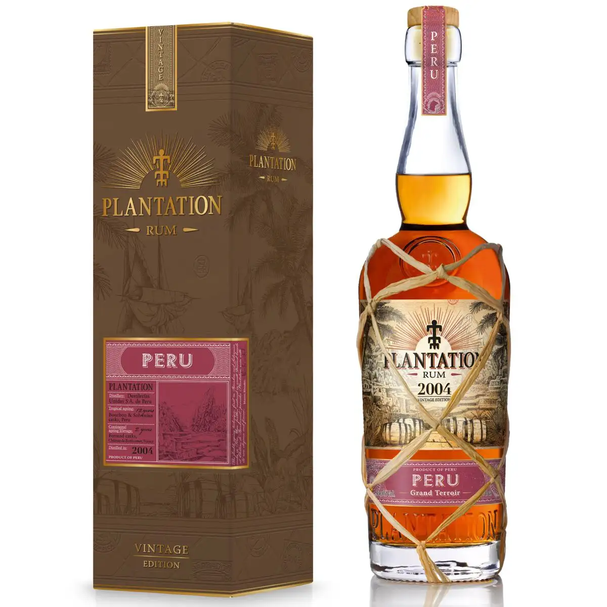 Image of the front of the bottle of the rum Plantation Peru