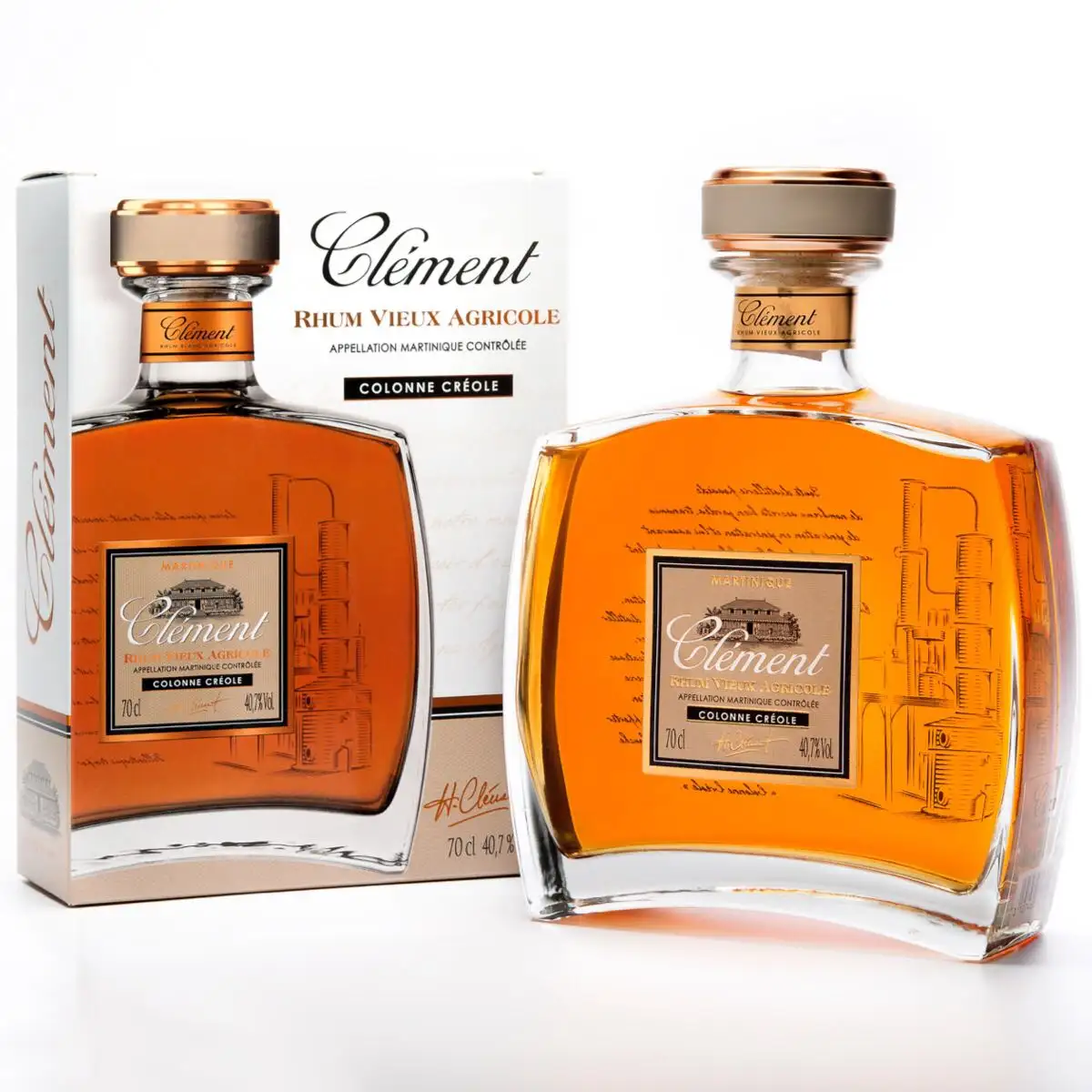 Image of the front of the bottle of the rum Clément Vieux Colonne Créole