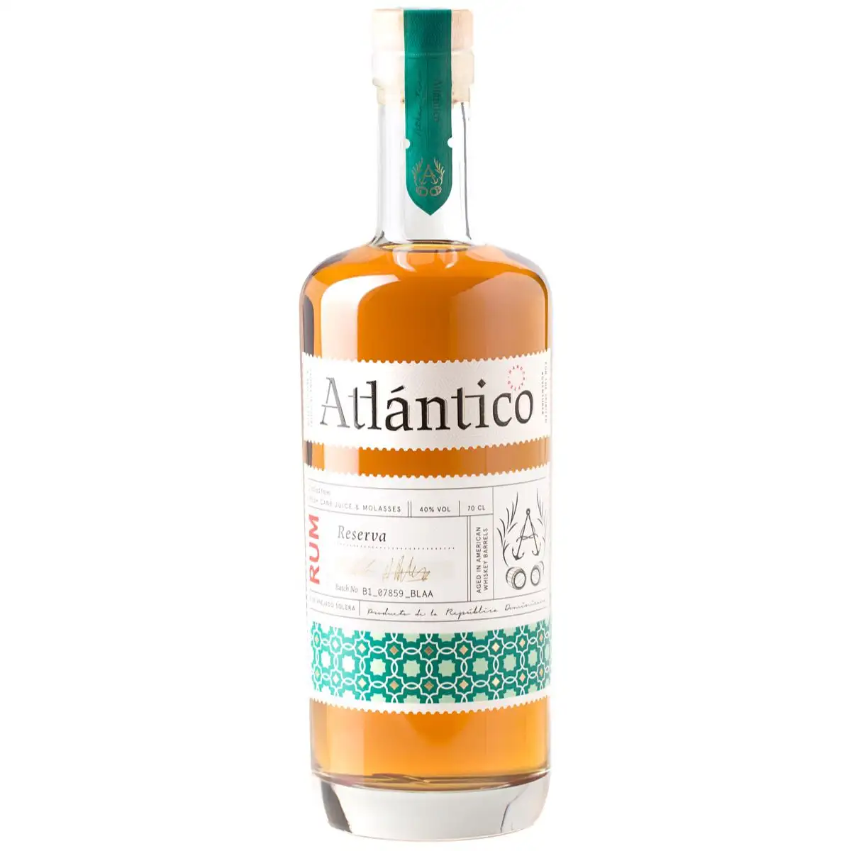 Image of the front of the bottle of the rum Atlantico Reserva