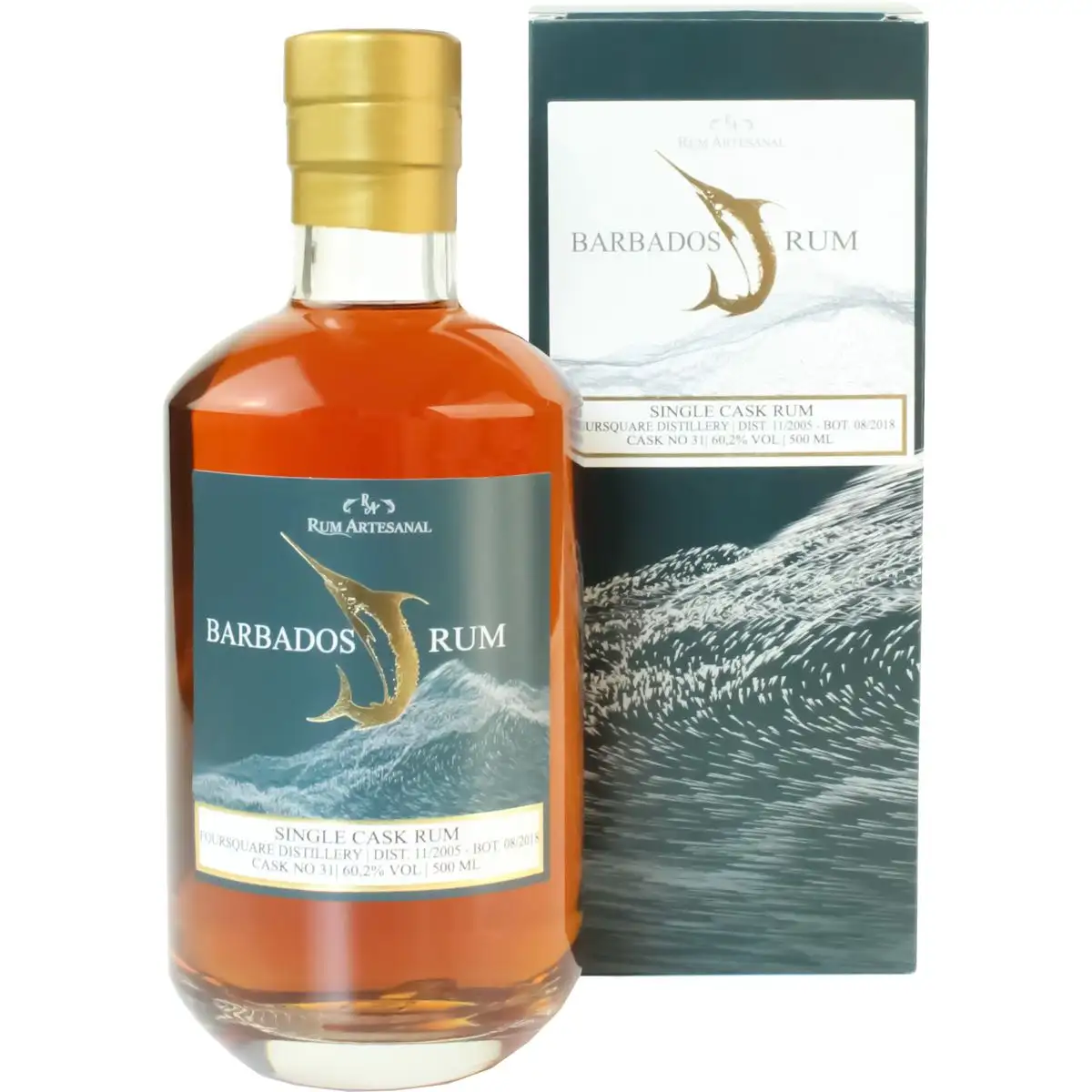 Image of the front of the bottle of the rum Rum Artesanal Barbados Rum MBFS