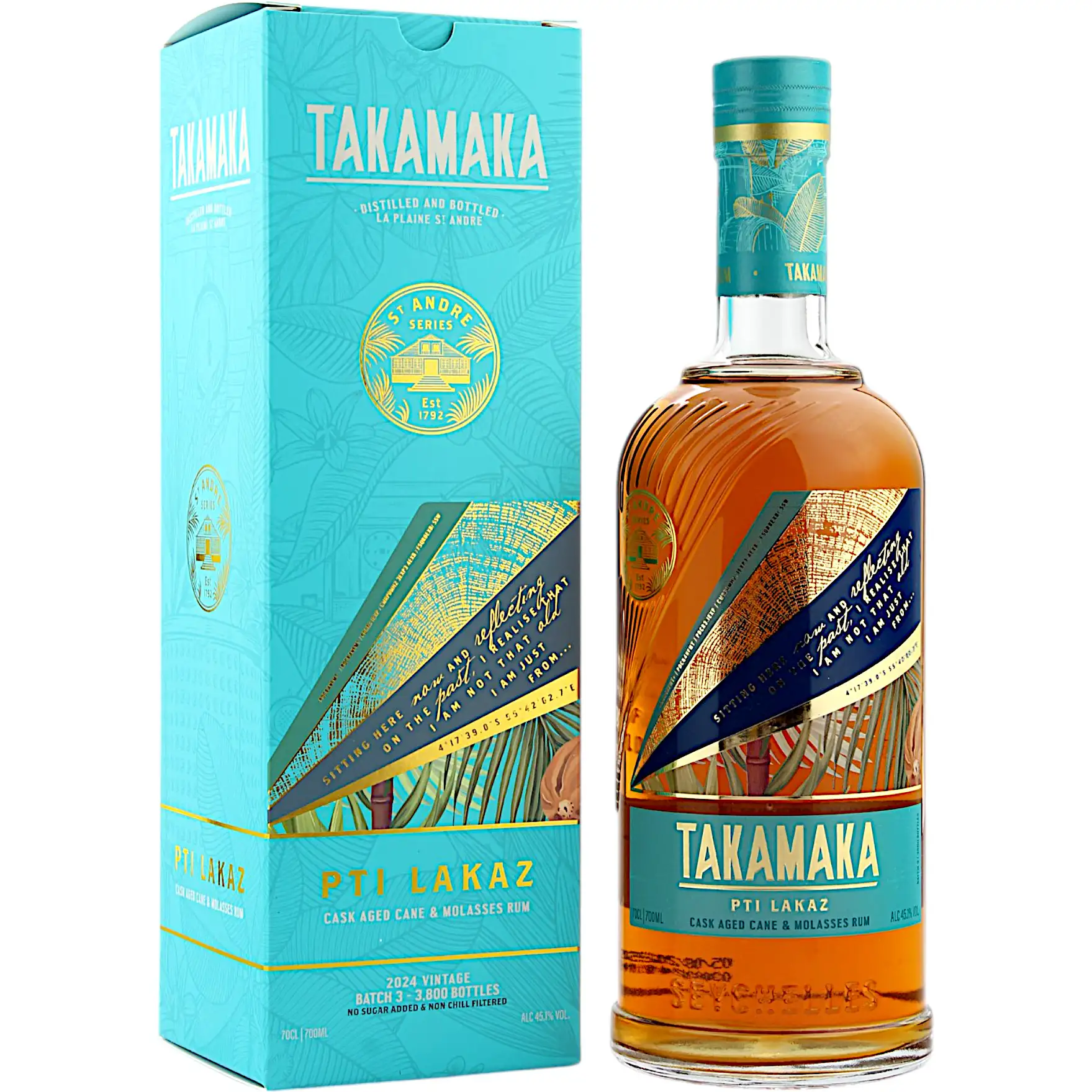 Image of the front of the bottle of the rumTakamaka PTI Lakaz (Batch 3)