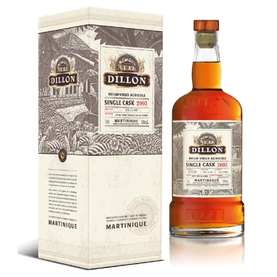 Image of the front of the bottle of the rum Dillon Single Cask