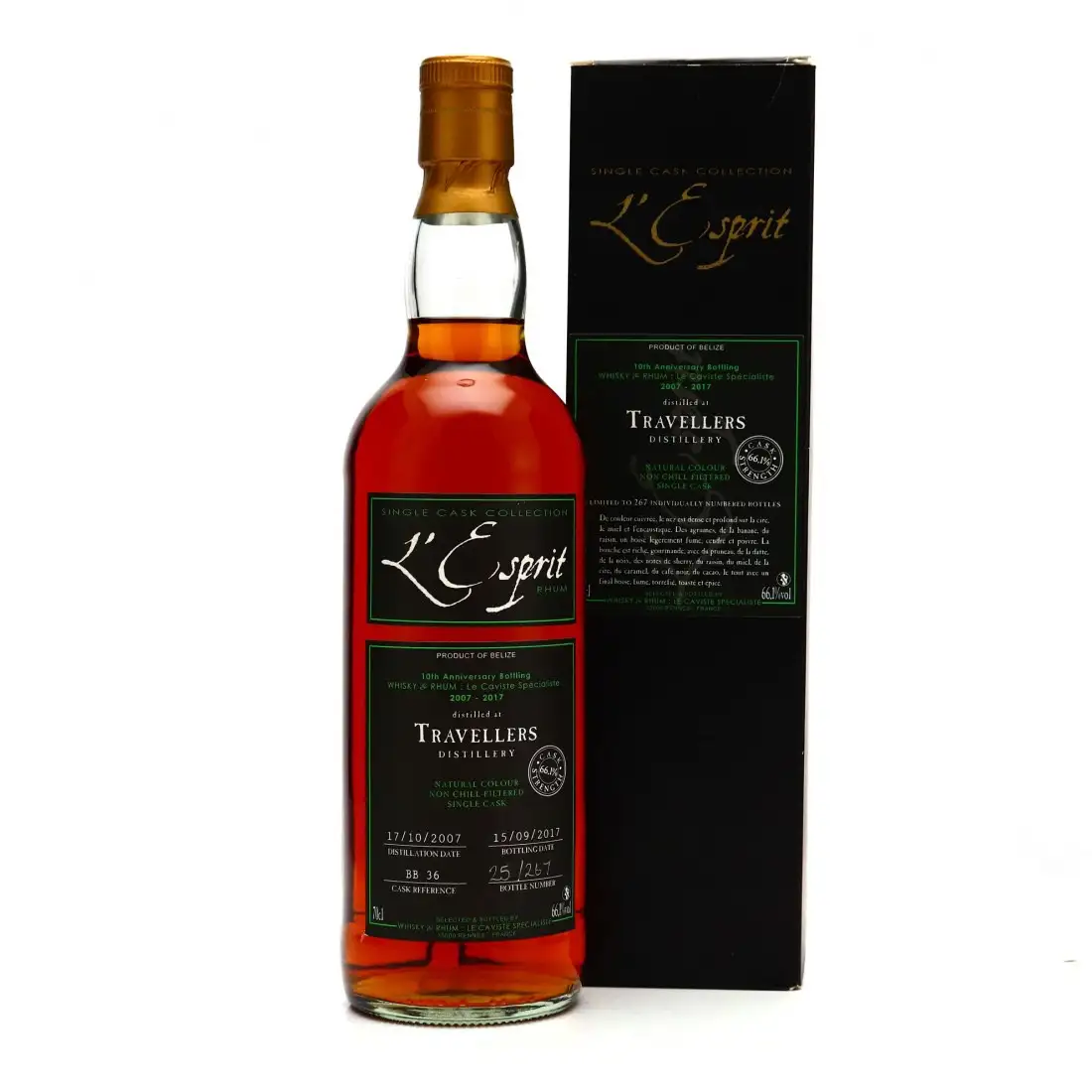 Image of the front of the bottle of the rum L‘Esprit