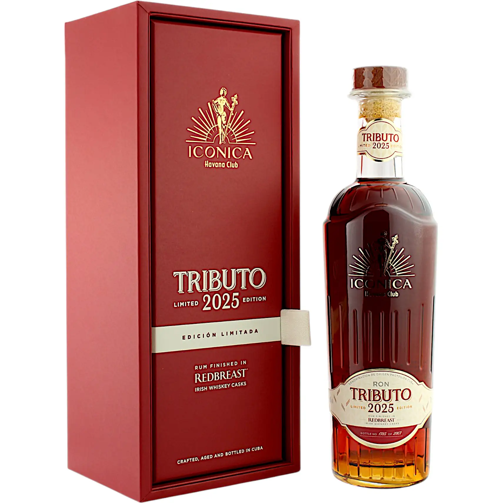 Image of the front of the bottle of the rumTributo 2025