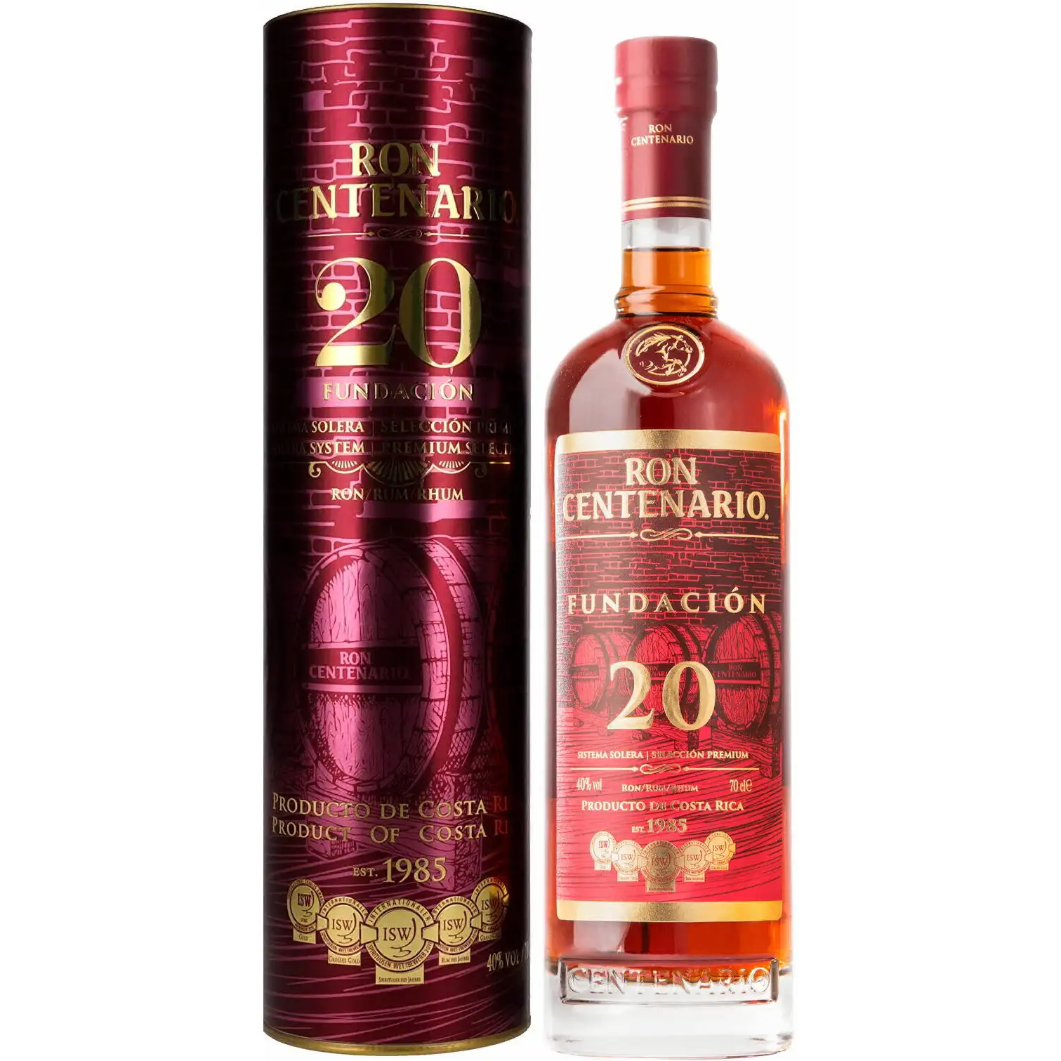 Image of the front of the bottle of the rumCentenario Centenario 20 ans Fundacion Edition limitée