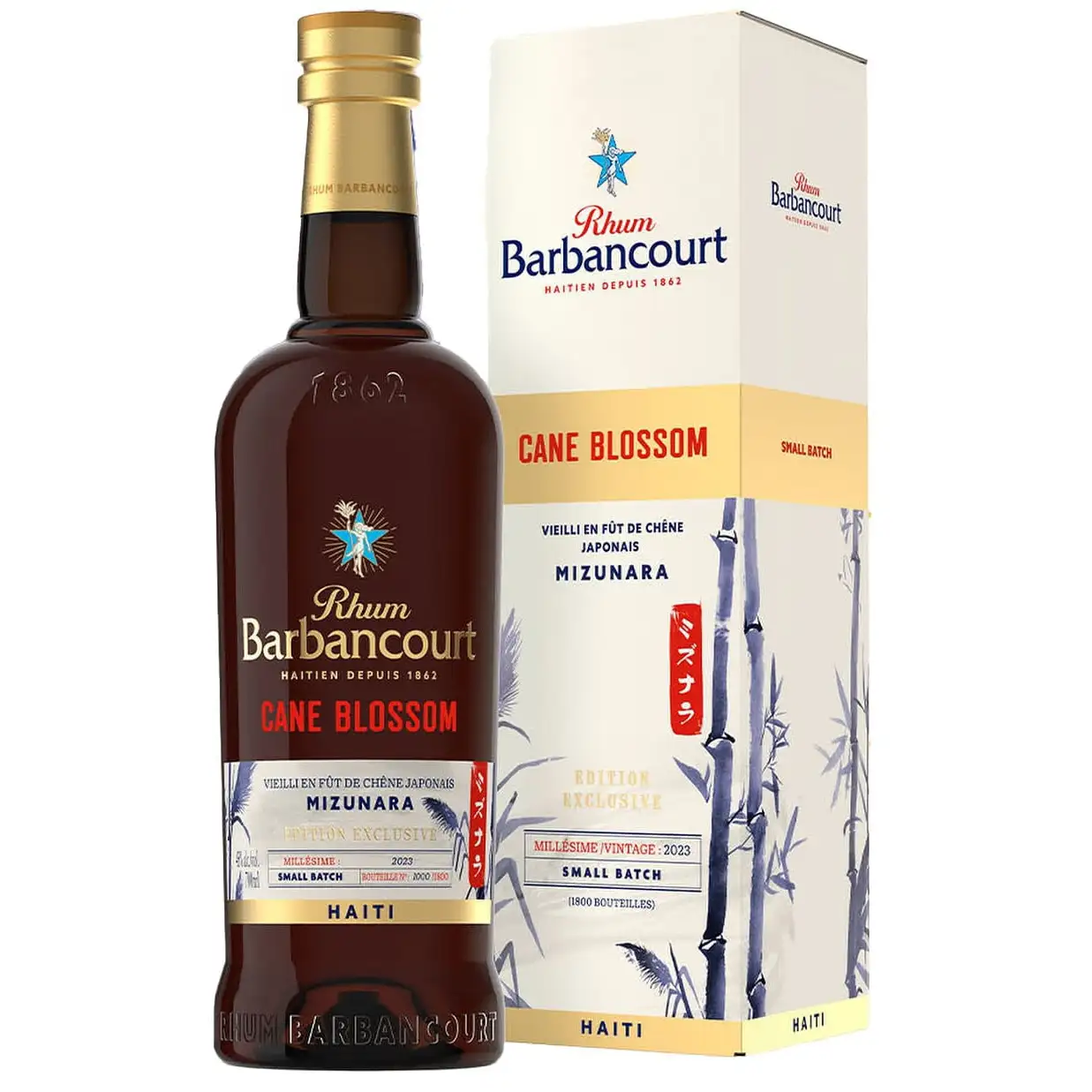 Image of the front of the bottle of the rumBarbancourt Cane Blossom Mizunara Cask Finish