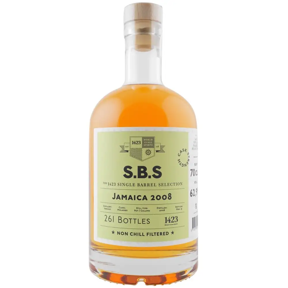 Image of the front of the bottle of the rum S.B.S Jamaica