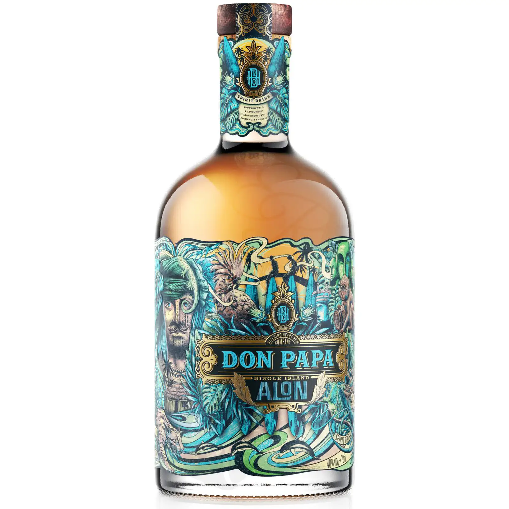 Image of the front of the bottle of the rumDon Papa Alon