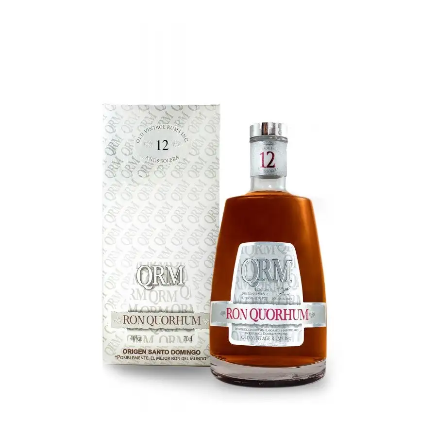 Image of the front of the bottle of the rumRon Quorhum 12 Años Solera