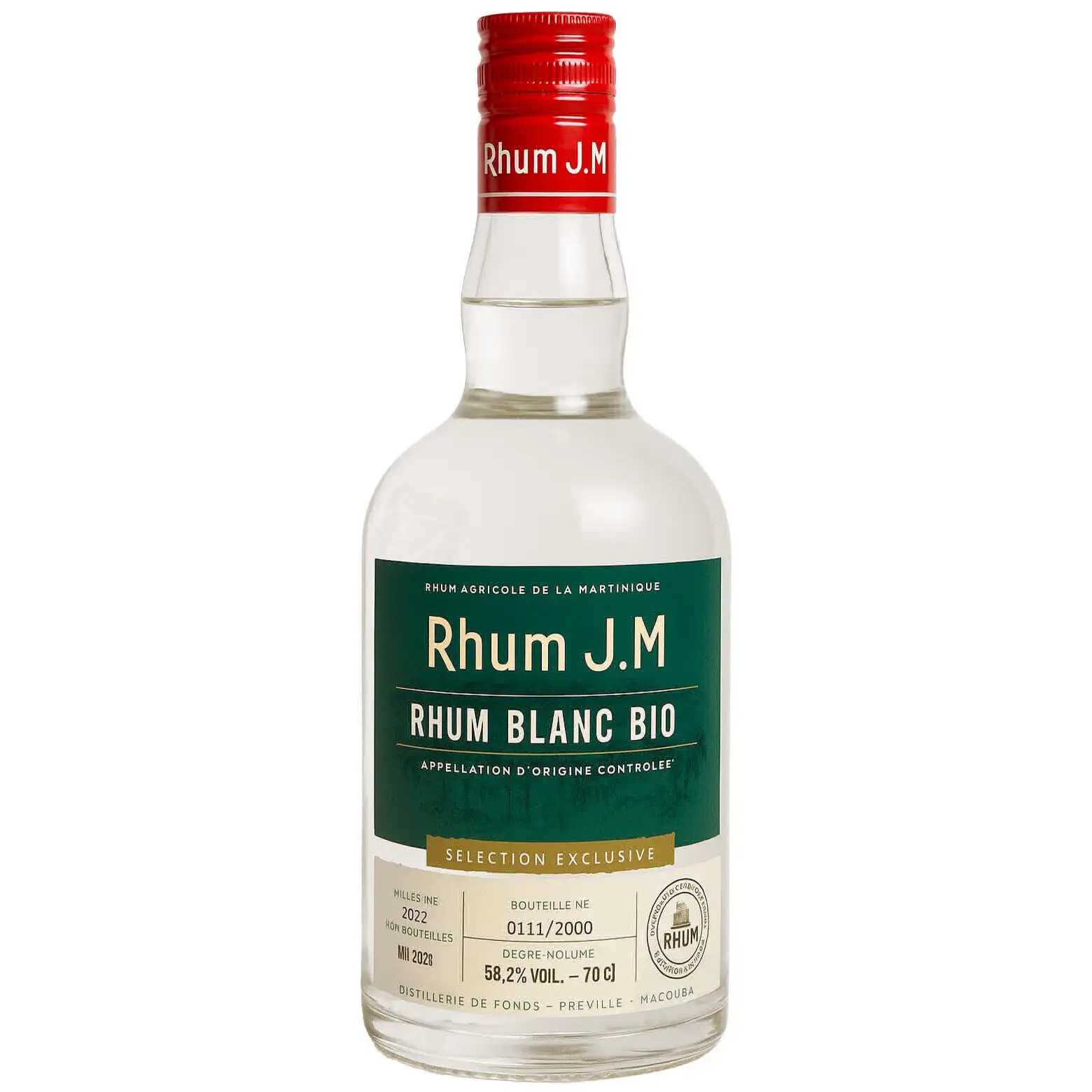 Image of the front of the bottle of the rumRhum Blanc Bio (Cuvée Confrerié du Rhum)