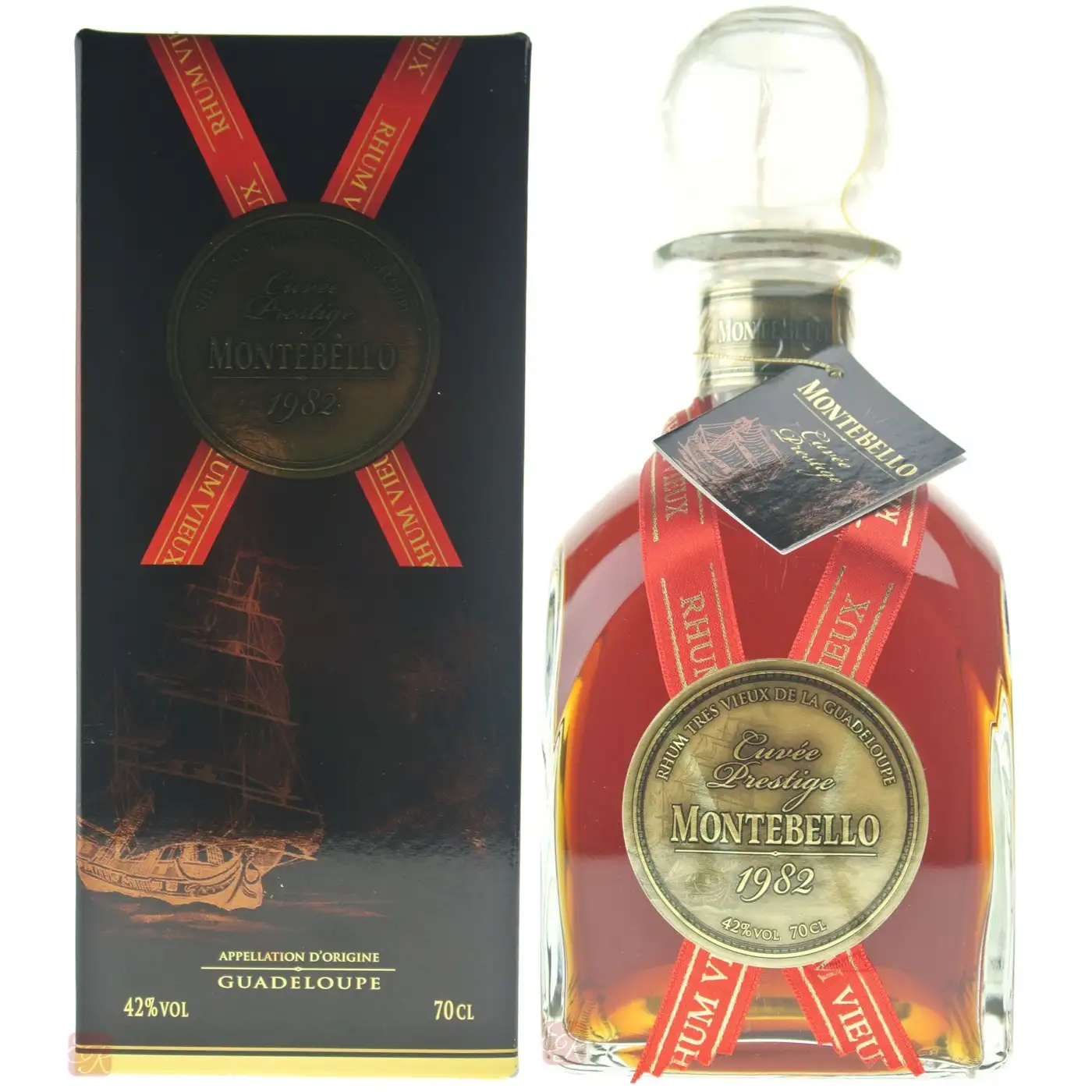 Image of the front of the bottle of the rum Montebello Cuvée Prestige