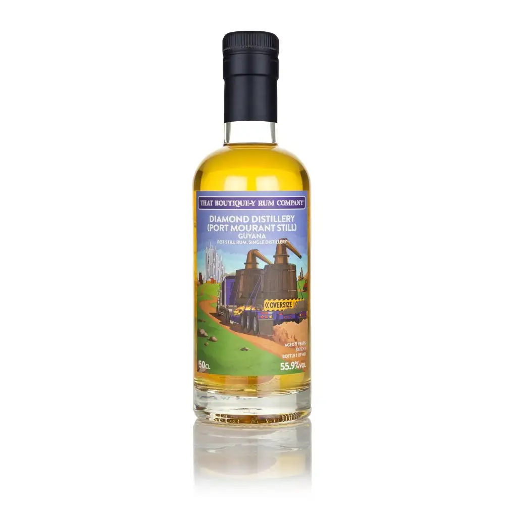 Image of the front of the bottle of the rum TBRC Diamond Port Mourant Still