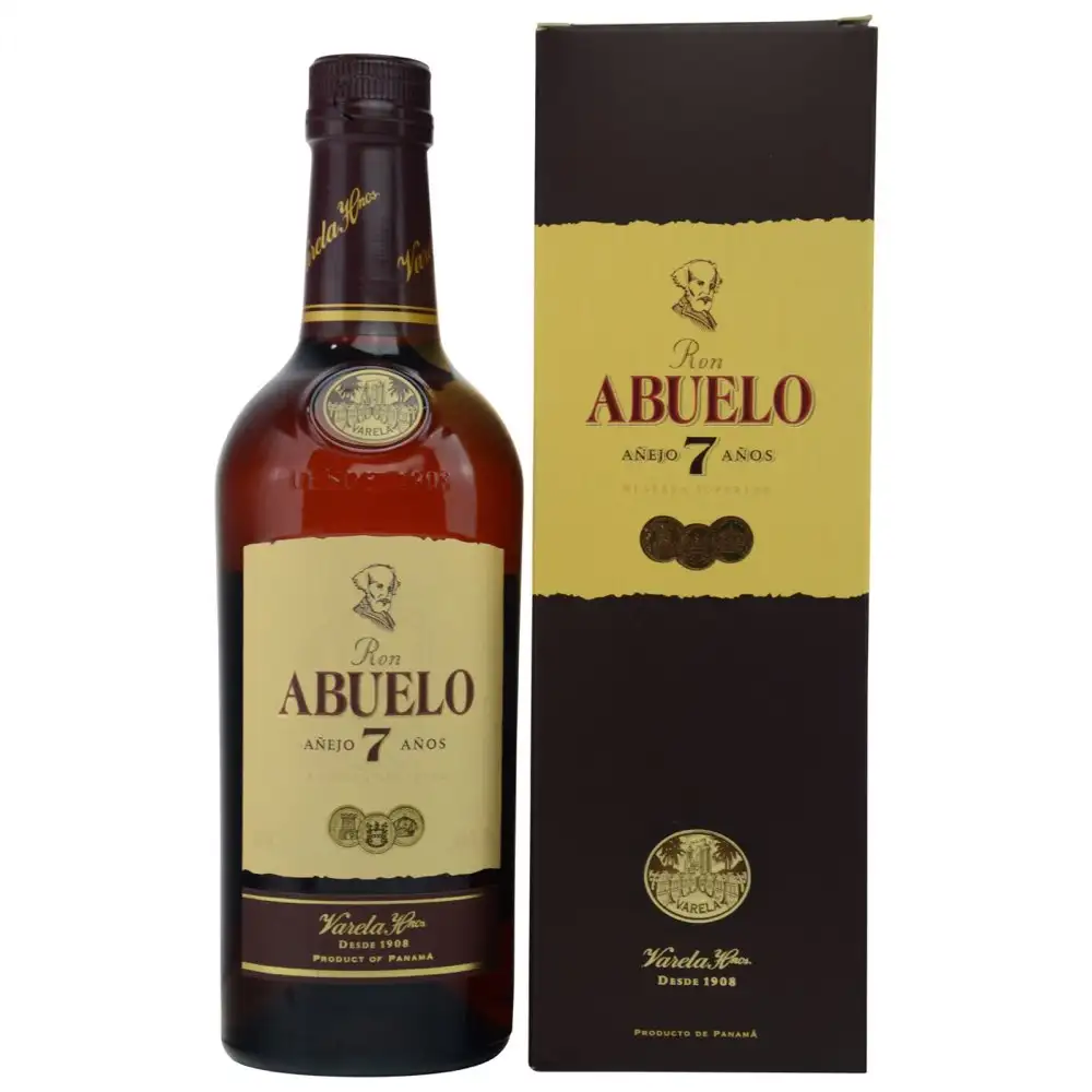 Image of the front of the bottle of the rum Abuelo 7 Años