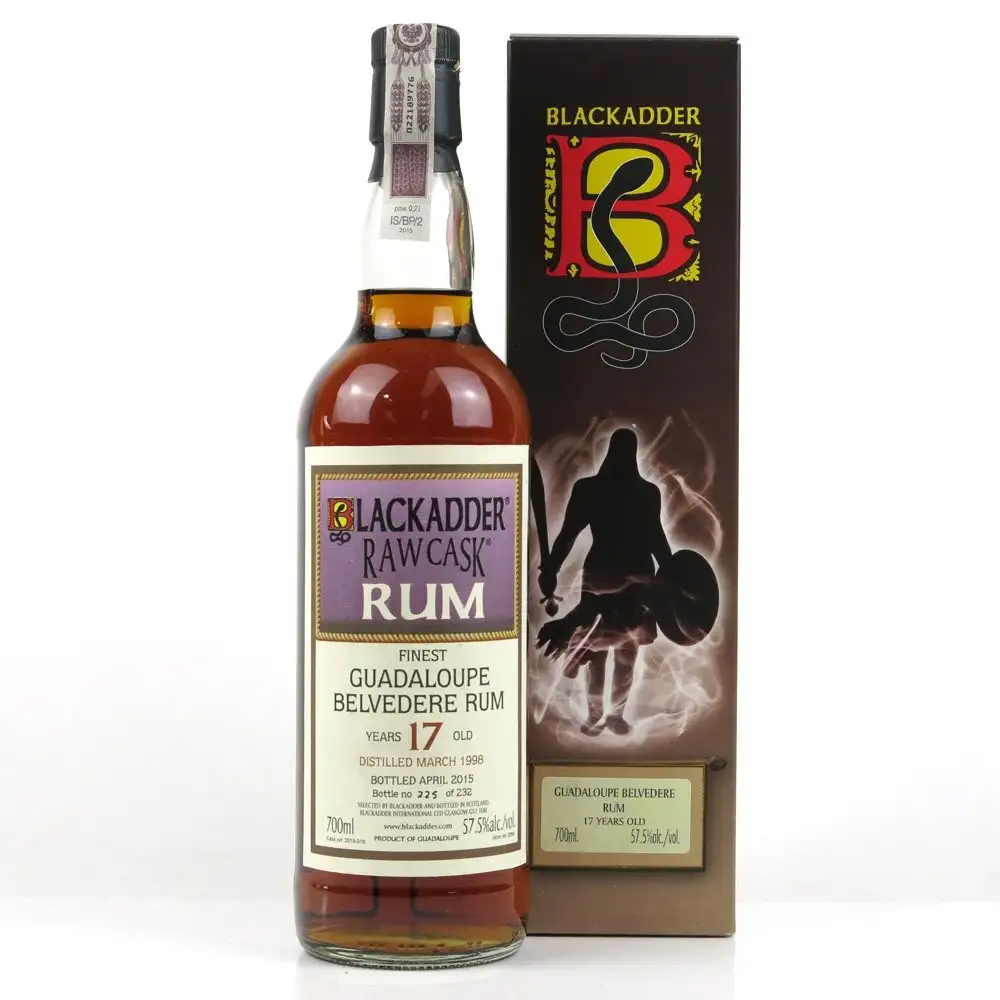 Image of the front of the bottle of the rum Raw Cask Rum Belvedere