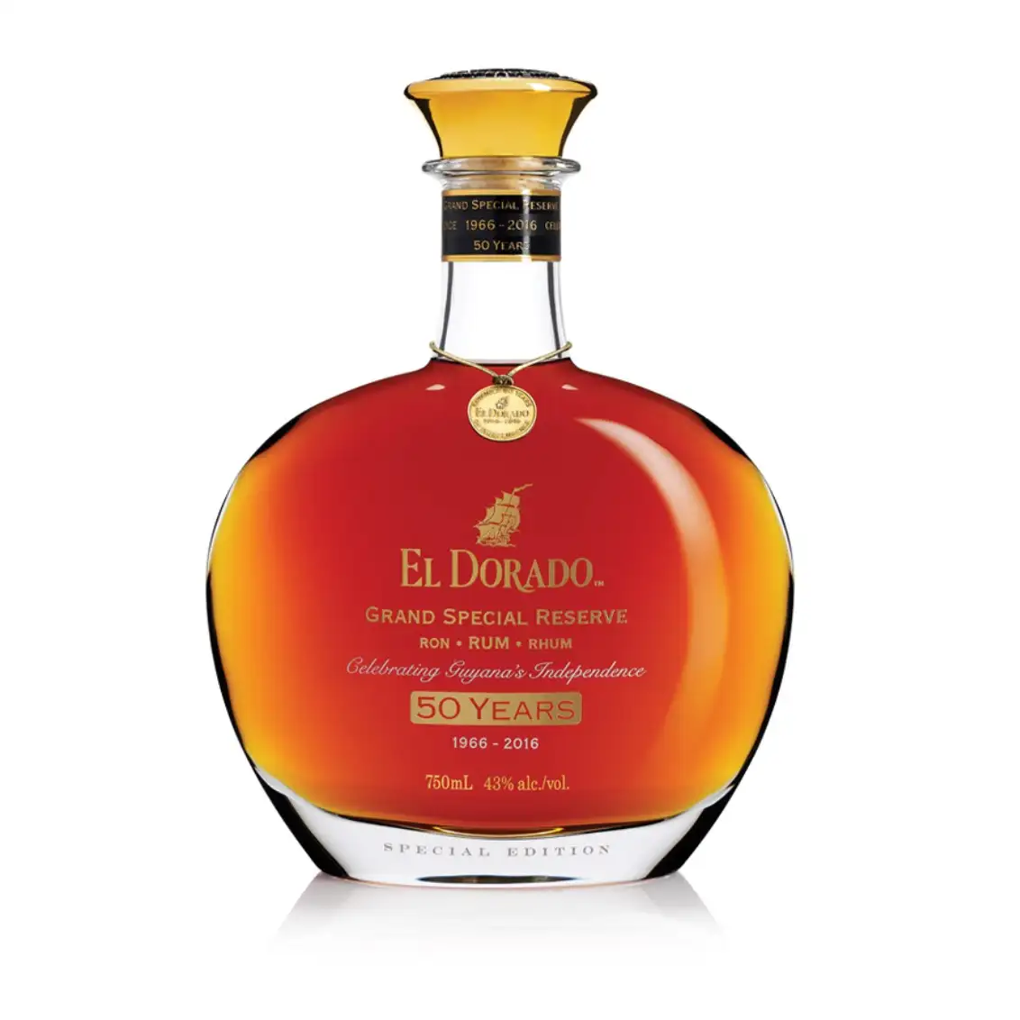 Image of the front of the bottle of the rum El Dorado Grand Special Reserve