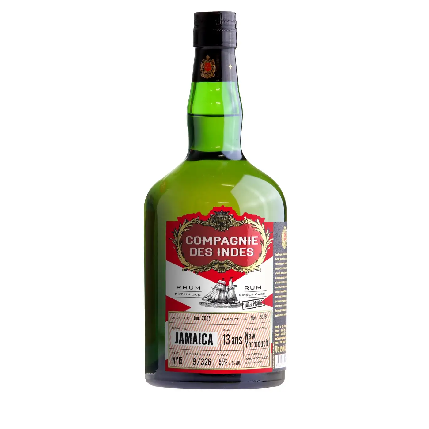 Image of the front of the bottle of the rum Jamaica High Proof