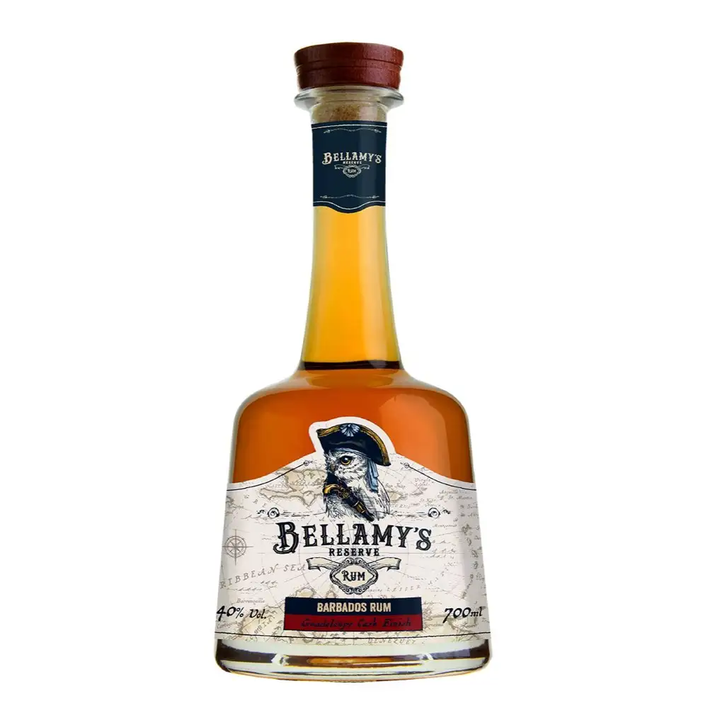 Image of the front of the bottle of the rum Bellamy‘s Reserve Guadeloupe Cask Finish