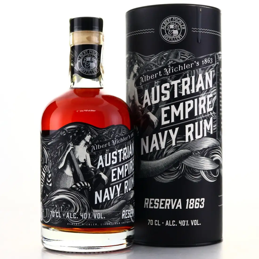 Image of the front of the bottle of the rum Austrian Empire Navy Rum Reserva 1863