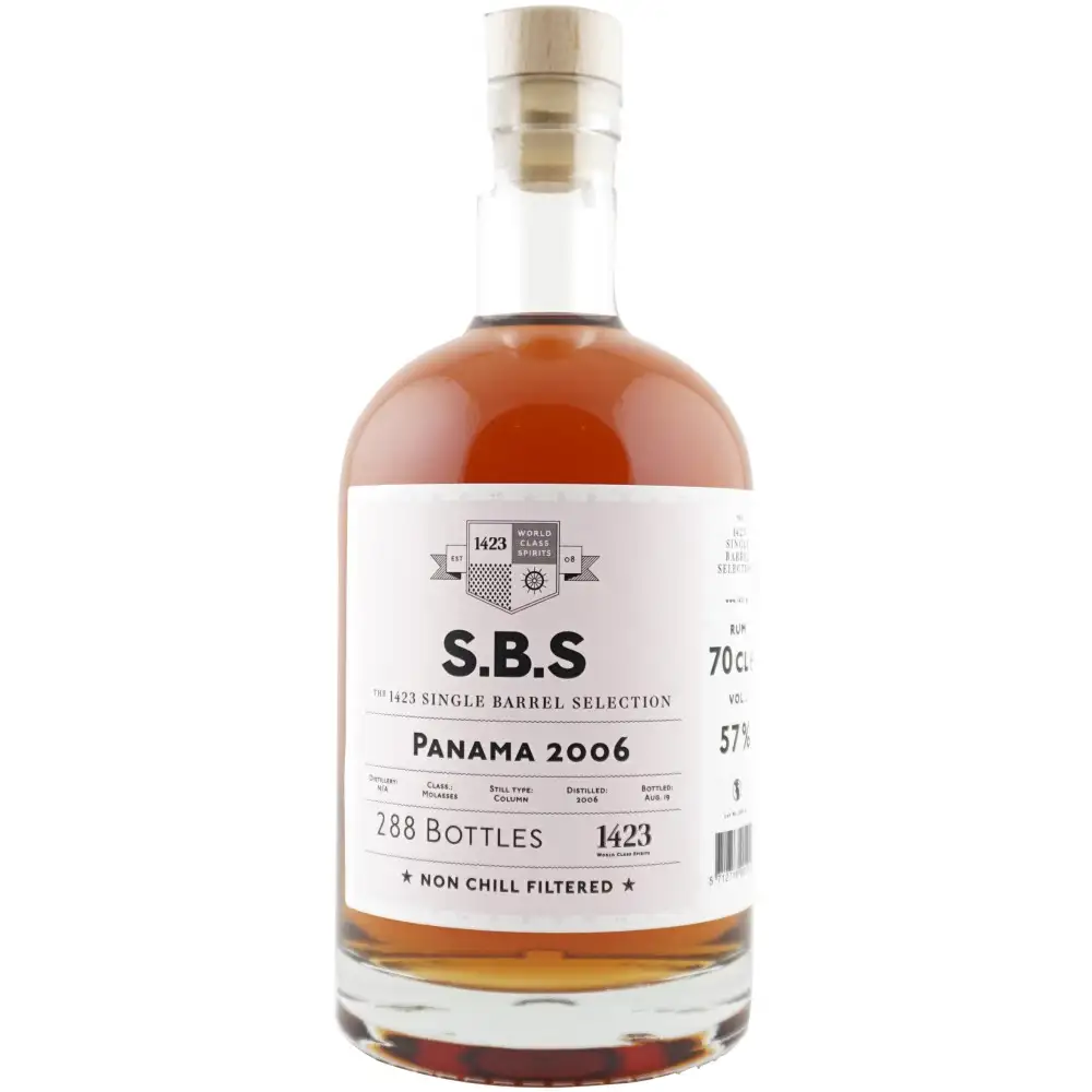 Image of the front of the bottle of the rum S.B.S Panama 2006