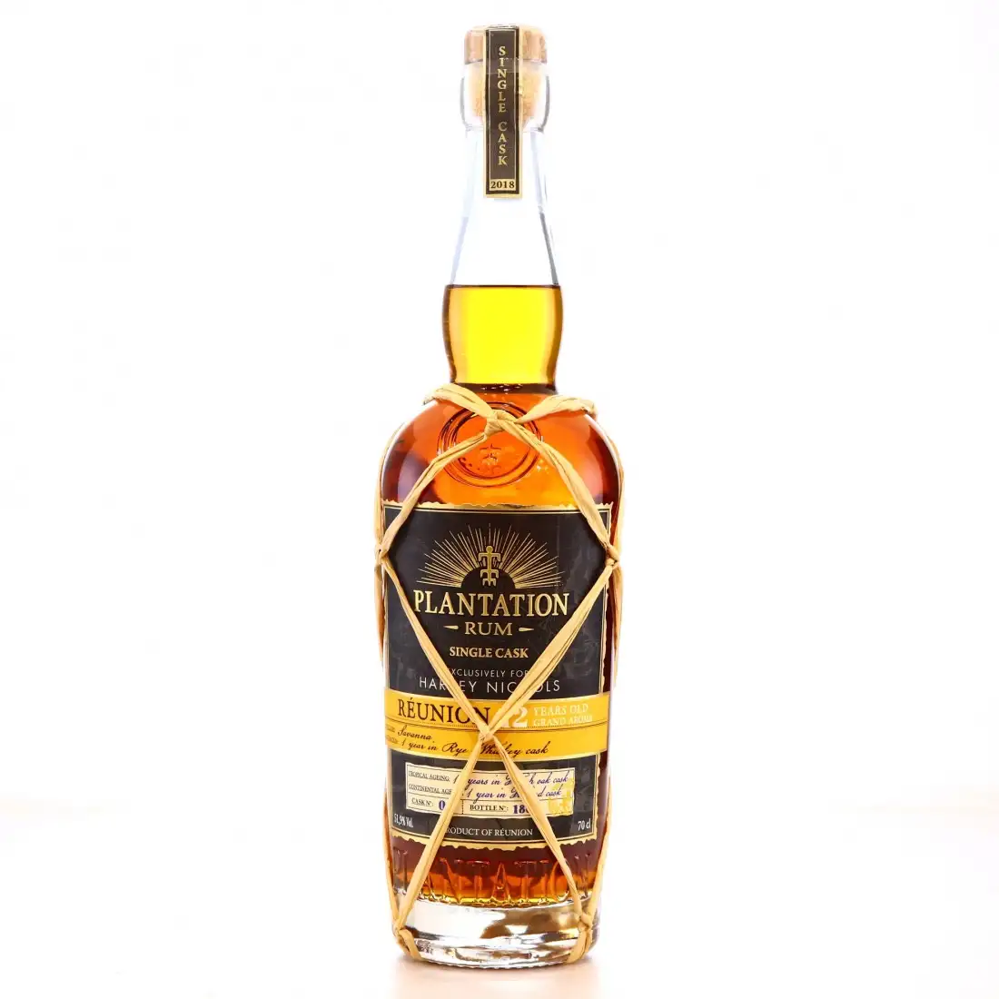 Image of the front of the bottle of the rum Plantation La Réunion Single Cask (Harvey Nichols)