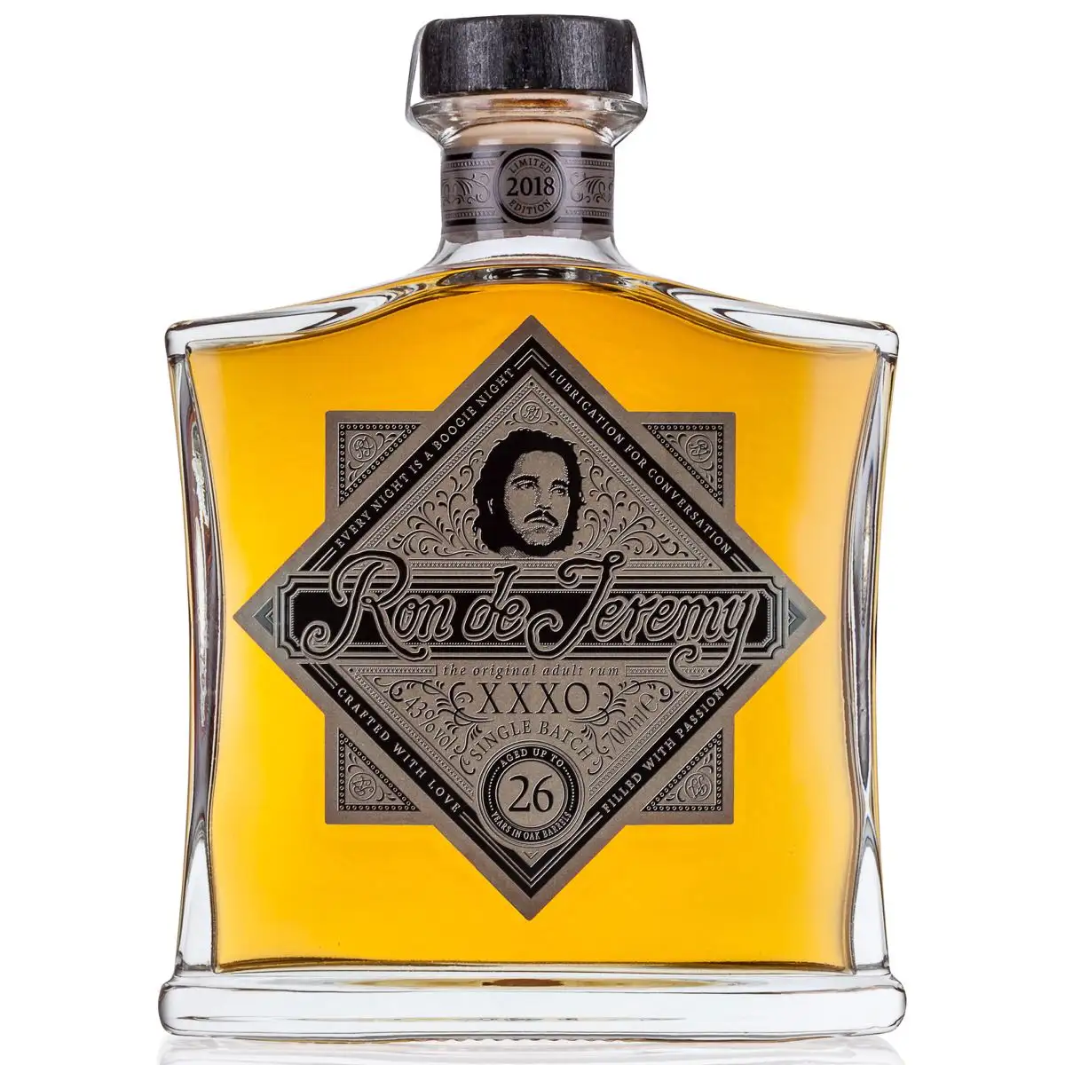 Image of the front of the bottle of the rum Ron de Jeremy XXXO Solera 26