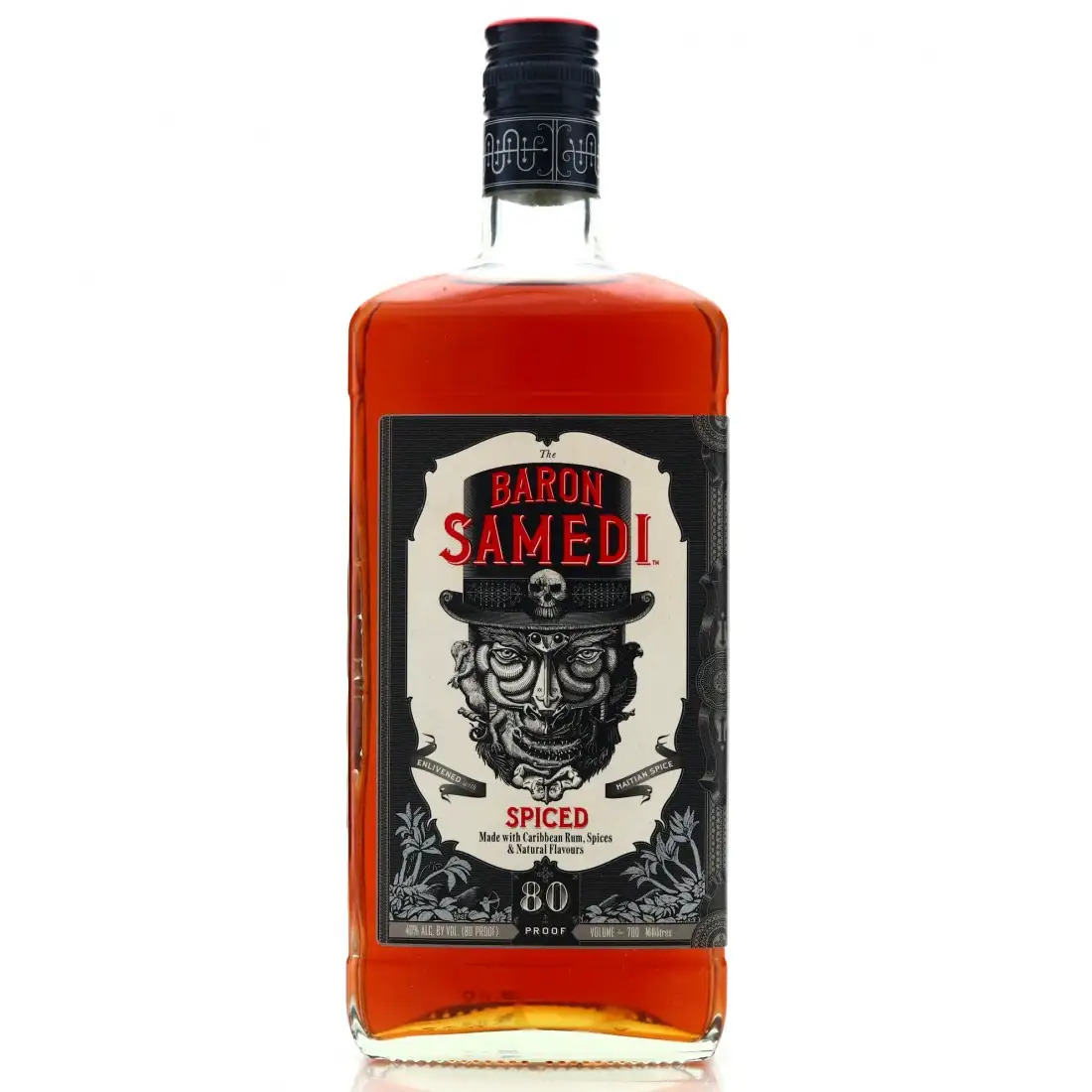 Image of the front of the bottle of the rumBaron Samedi Spiced