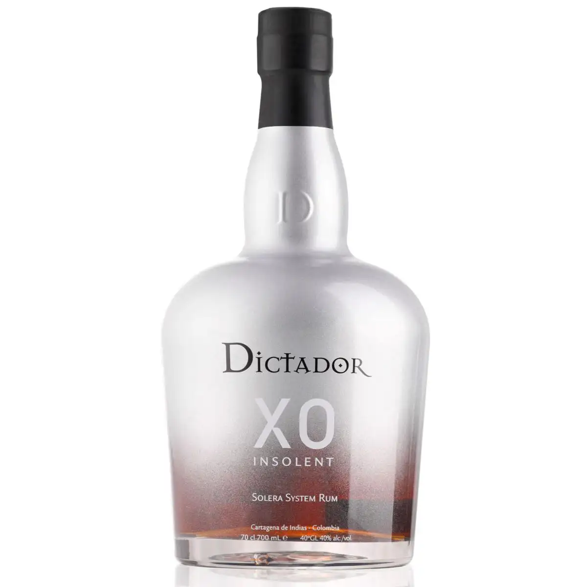 Image of the front of the bottle of the rum Dictador XO Insolent / Platinum