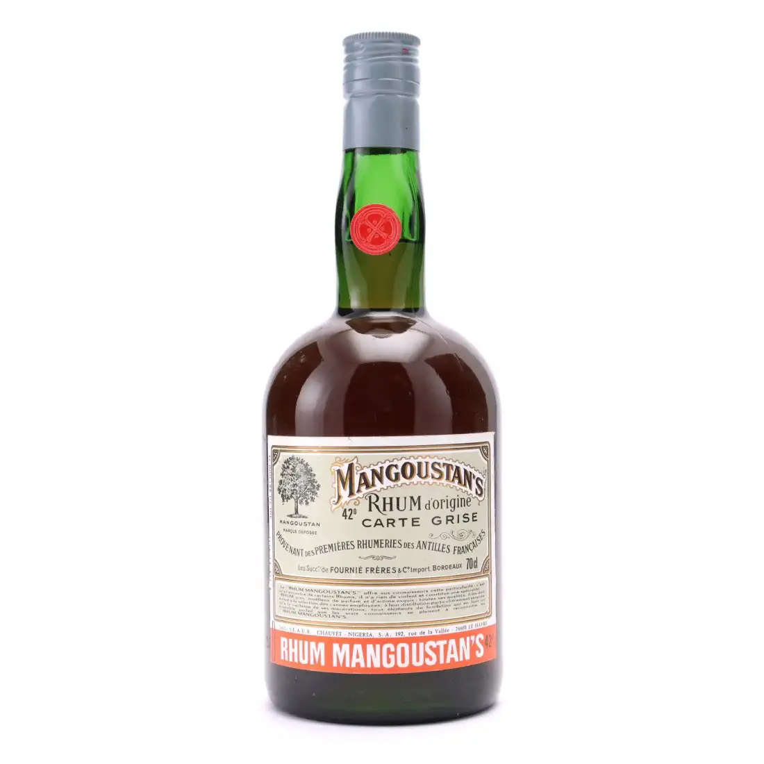 Image of the front of the bottle of the rum Rhum Mangoustan‘s Carte Grise