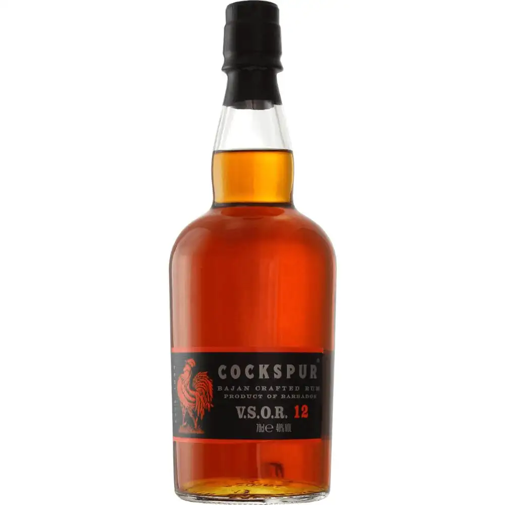 Image of the front of the bottle of the rum Cockspur VSOR 12 Bajan Crafted
