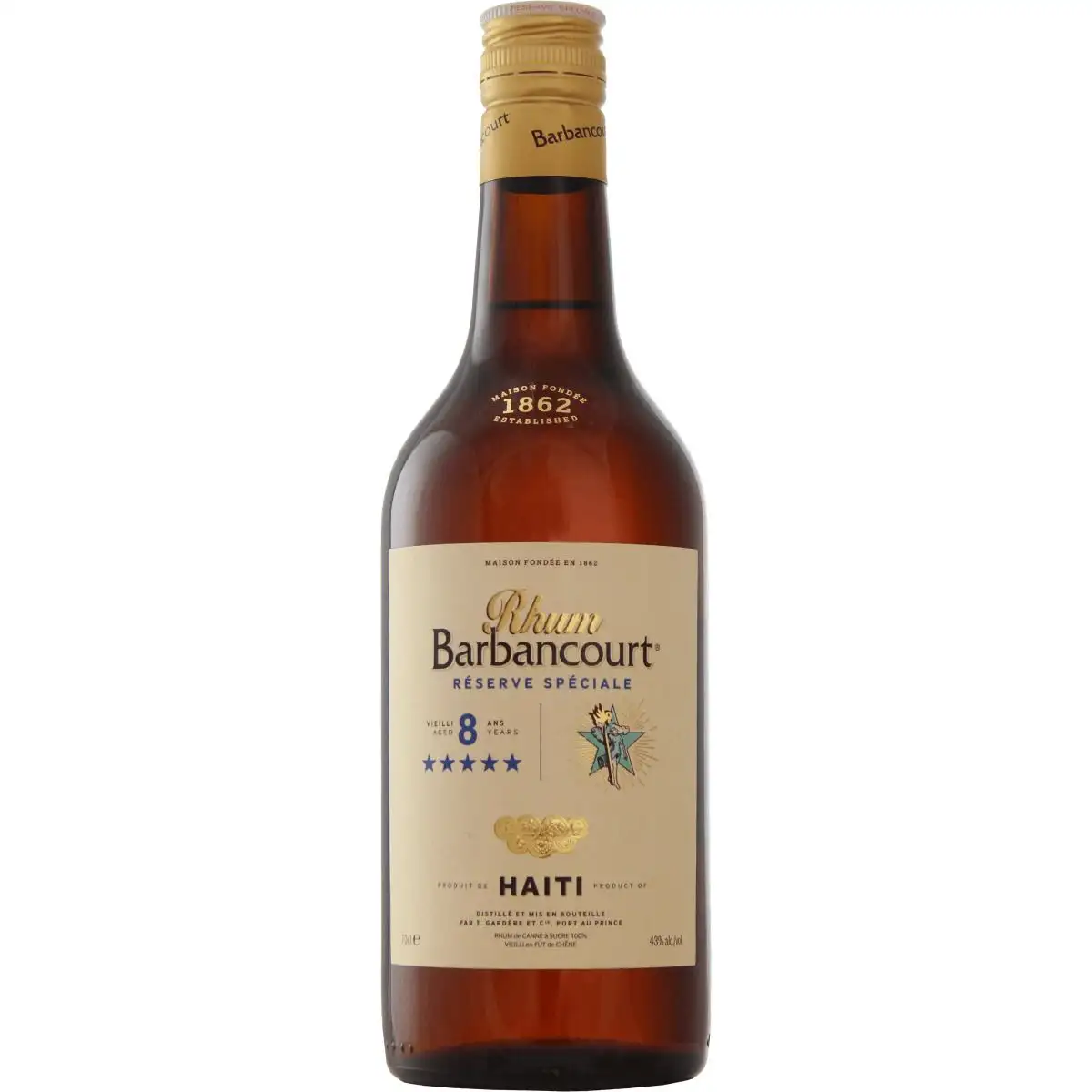 Image of the front of the bottle of the rum 5 Stars 8 Years Réserve Spéciale
