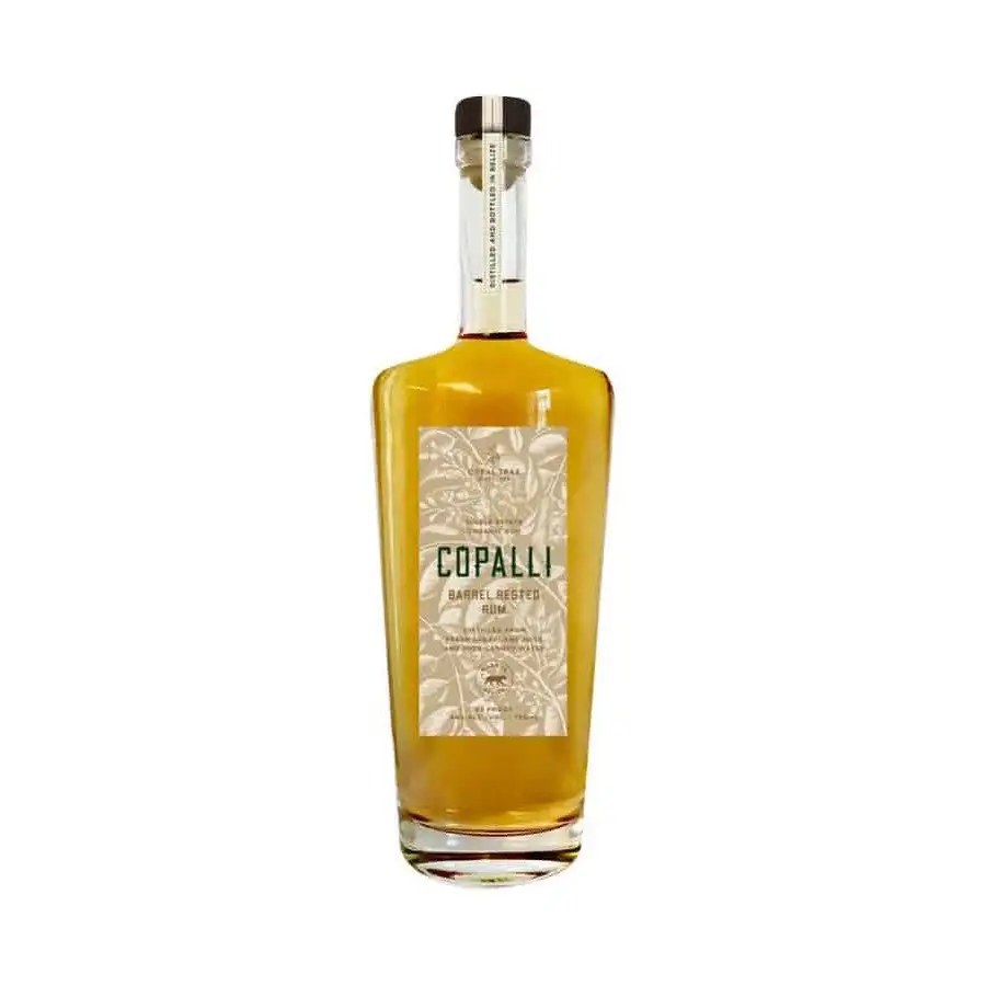 Image of the front of the bottle of the rum Copalli Barrel Rested Rum