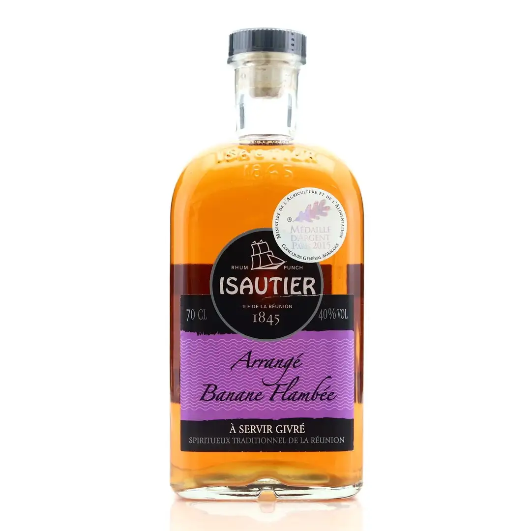 Image of the front of the bottle of the rumArrangé Banane Flambée