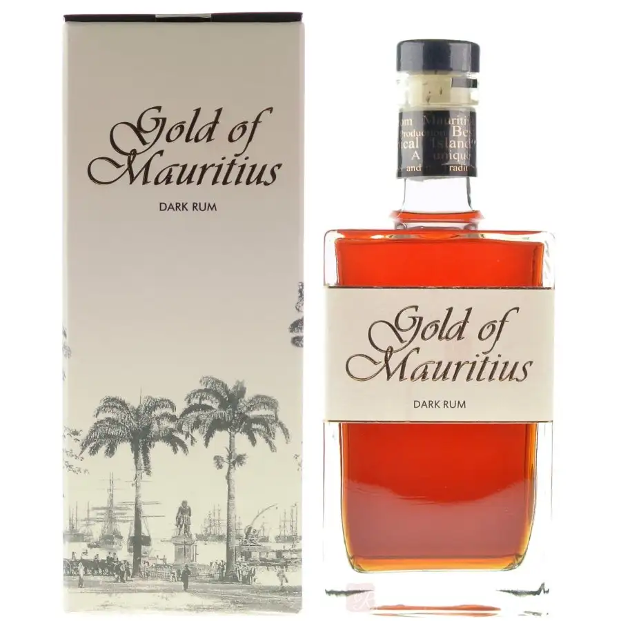 Image of the front of the bottle of the rum Gold of Mauritius Dark Rum
