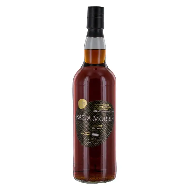 Image of the front of the bottle of the rumRasta Morris