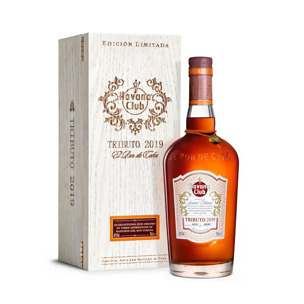 Image of the front of the bottle of the rum Tributo