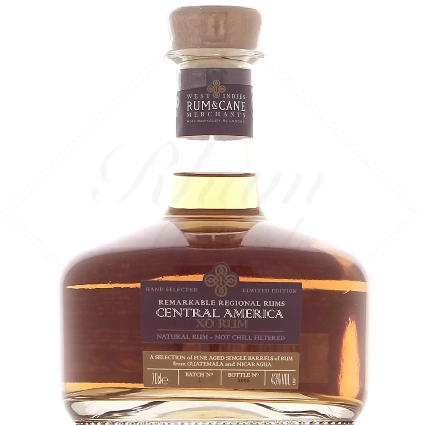 Image of the front of the bottle of the rum Rum & Cane Central America XO