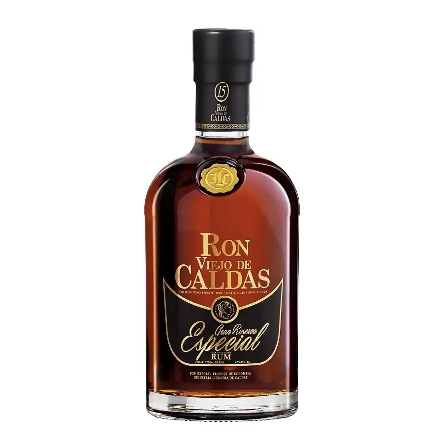 Image of the front of the bottle of the rum Ron de Caldas Especial 15 Años