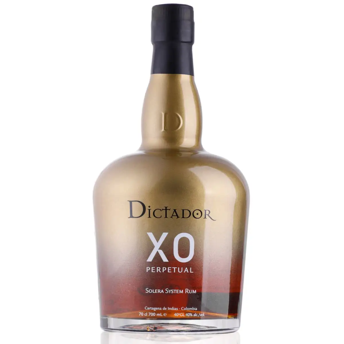 Image of the front of the bottle of the rum Dictador XO Perpetual / Aurum
